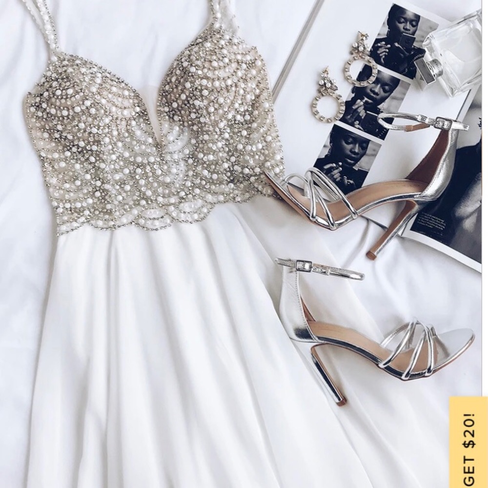 Lulus White Beaded Bridal dress